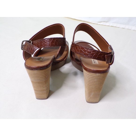 🆕PAUL GREEN Amanda Croc Slingback Platform Sandal Shoes 7 Brown - Picture 11 of 13